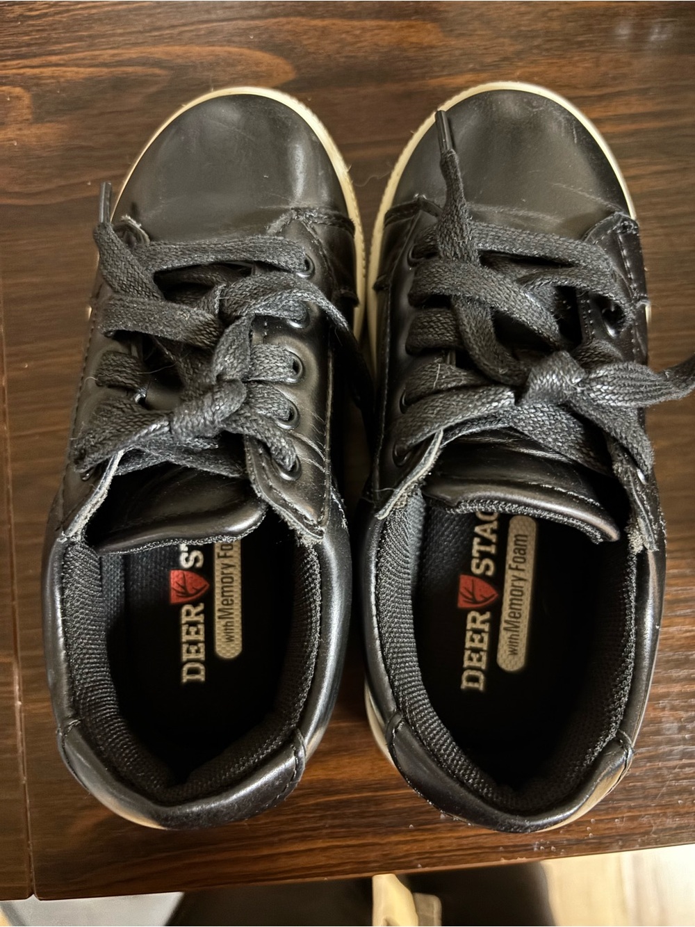 Deer Stags Black Kids Dress Sneakers with White Trim